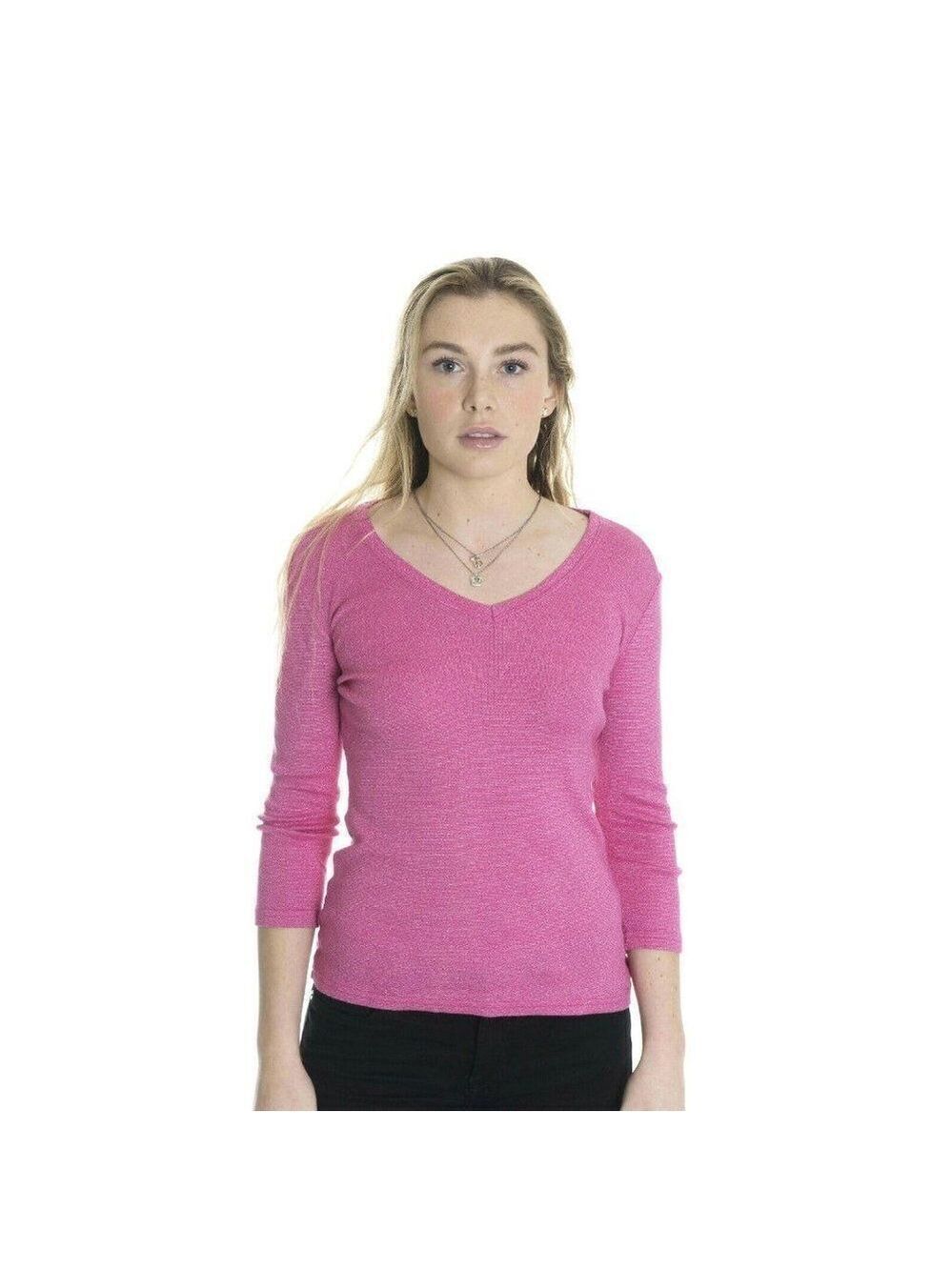 Feather Magenta Pink Shine V Neck Light Jersey M